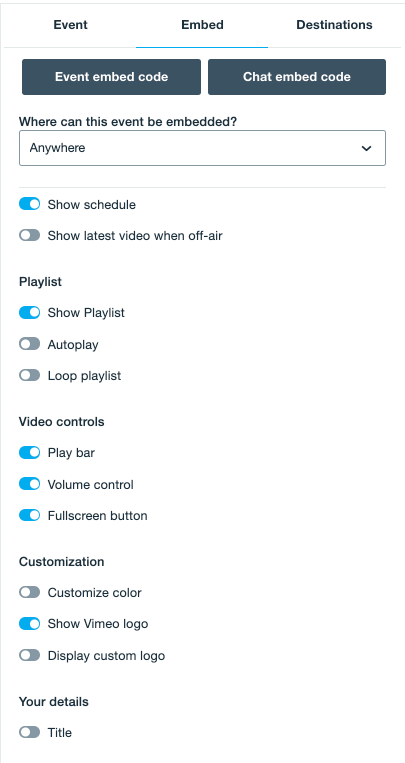 Embed your Vimeo videos and loop them